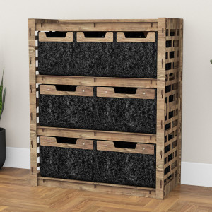 Hexagonica Комод на 7 ящиков черные корзинки Brickwall 3М+4В (900В х 750Ш х 345Г)