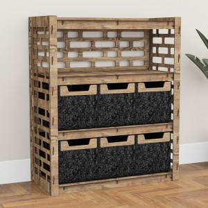 Hexagonica Комод на 6 ящиков черные корзинки Brickwall 6М (900В х 750Ш х 345Г)