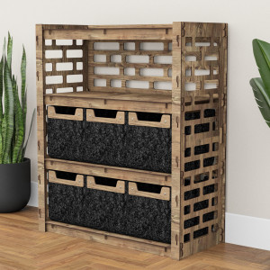 Hexagonica Комод на 6 ящиков черные корзинки Brickwall 6М (900В х 750Ш х 345Г)