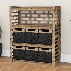 Hexagonica Комод на 6 ящиков черные корзинки Brickwall 6М (900В х 750Ш х 345Г)