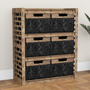 Hexagonica Комод на 6 шухляд чорні кошики Brickwall 6В (900В х 750Ш х 345Г)