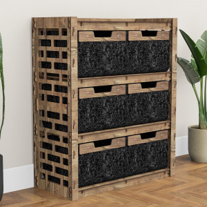 Hexagonica Комод на 6 ящиков черные корзинки Brickwall 6В (900В х 750Ш х 345Г)