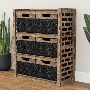 Hexagonica Комод на 6 шухляд чорні кошики Brickwall 6В (900В х 750Ш х 345Г)