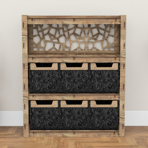 Hexagonica Комод на 6 ящиков черные корзинки Stones 6М (900В х 750Ш х 345Г)