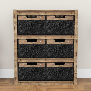 Hexagonica Комод на 6 ящиков черные корзинки Stones 6В (900В х 750Ш х 345Г)