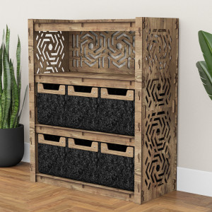 Hexagonica Комод на 6 ящиков черные корзинки Chevron 6М (900В х 750Ш х 345Г)