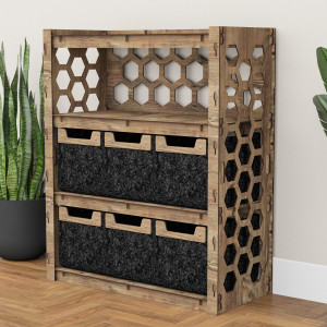 Hexagonica Комод на 6 ящиков черные корзинки Honeycomb 6М (900В х 750Ш х 345Г)