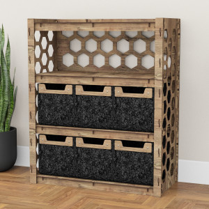 Hexagonica Комод на 6 ящиков черные корзинки Honeycomb 6М (900В х 750Ш х 345Г)