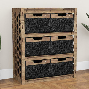 Hexagonica Комод на 6 ящиков черные корзинки Honeycomb 6В (900В х 750Ш х 345Г)