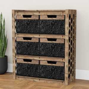 Hexagonica Комод на 6 ящиков черные корзинки Honeycomb 6В (900В х 750Ш х 345Г)