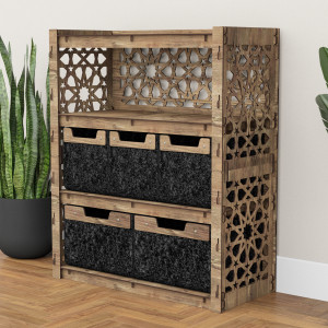 Hexagonica Комод на 5 шухляд чорні кошики Arabic 3М+2В (900В х 750Ш х 345Г)