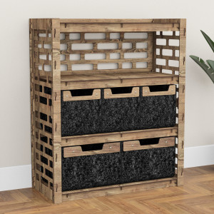 Hexagonica Комод на 5 шухляд чорні кошики Brickwall 3М+2В (900В х 750Ш х 345Г)