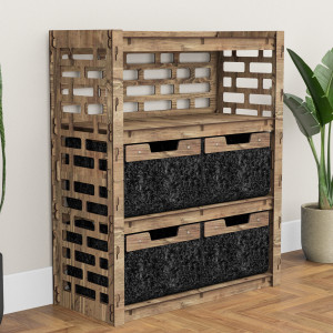 Hexagonica Комод на 4 ящика черные корзинки Brickwall 4В (900В х 750Ш х 345Г)