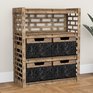 Hexagonica Комод на 4 ящика черные корзинки Brickwall 4В (900В х 750Ш х 345Г)