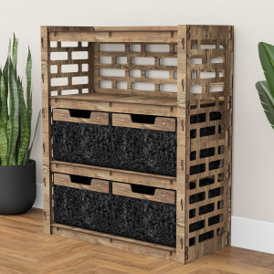 Hexagonica Комод на 4 ящика черные корзинки Brickwall 4В (900В х 750Ш х 345Г)