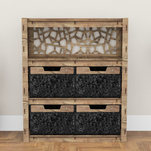 Hexagonica Комод на 4 ящика черные корзинки Stones 4В (900В х 750Ш х 345Г)