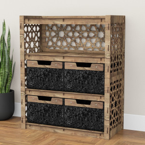 Hexagonica Комод на 4 ящика черные корзинки Arabic 4В (900В х 750Ш х 345Г)