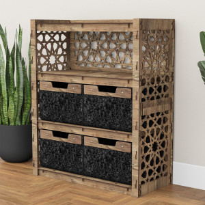 Hexagonica Комод на 4 ящика черные корзинки Arabic 4В (900В х 750Ш х 345Г)