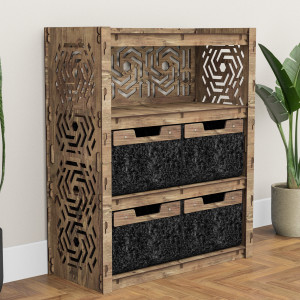 Hexagonica Комод на 4 ящика черные корзинки Chevron 4В (900В х 750Ш х 345Г)