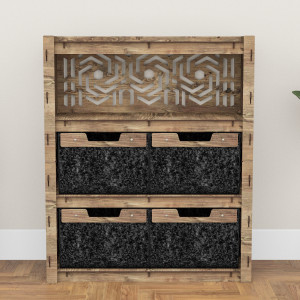 Hexagonica Комод на 4 ящика черные корзинки Chevron 4В (900В х 750Ш х 345Г)