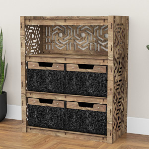 Hexagonica Комод на 4 ящика черные корзинки Chevron 4В (900В х 750Ш х 345Г)