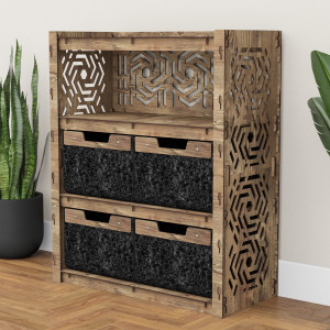 Hexagonica Комод на 4 ящика черные корзинки Chevron 4В (900В х 750Ш х 345Г)