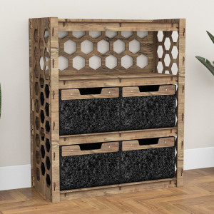 Hexagonica Комод на 4 ящика черные корзинки Honeycomb 4В (900В х 750Ш х 345Г)