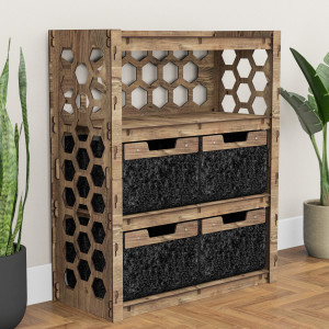 Hexagonica Комод на 4 ящика черные корзинки Honeycomb 4В (900В х 750Ш х 345Г)