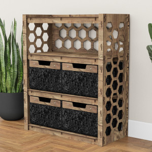 Hexagonica Комод на 4 ящика черные корзинки Honeycomb 4В (900В х 750Ш х 345Г)