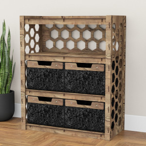 Hexagonica Комод на 4 ящика черные корзинки Honeycomb 4В (900В х 750Ш х 345Г)
