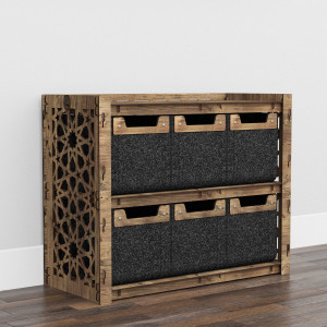 Hexagonica Низкий Комод на 6 ящиков черные корзинки Arabic 6М (600В х 750Ш х 345Г)