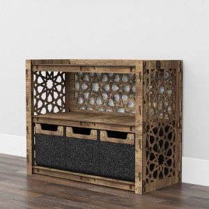 Hexagonica Низкий Комод на 3 ящика черные корзинки Arabic 3М (600В х 750Ш х 345Г)