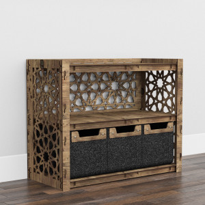 Hexagonica Низкий Комод на 3 ящика черные корзинки Arabic 3М (600В х 750Ш х 345Г)