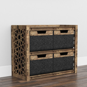 Hexagonica Низький Комод на 4 шухляди чорні кошики Arabic 4В (600В х 750Ш х 345Г)
