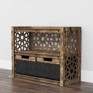 Hexagonica Низкий Комод на 2 ящика черные корзинки Arabic 2В (600В х 750Ш х 345Г)