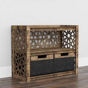 Hexagonica Низкий Комод на 2 ящика черные корзинки Arabic 2В (600В х 750Ш х 345Г)