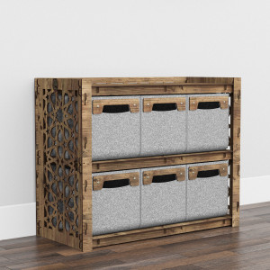 Hexagonica Низький Комод 6 шухляд сірі кошики Arabic 6М (600В х 750Ш х 345Г)