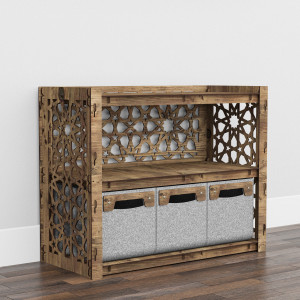 Hexagonica Низький Комод на 3 шухляди сірі кошики Arabic 3М (600В х 750Ш х 345Г)