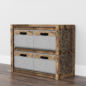 Hexagonica Низкий Комод на 4 ящика серые корзинки Arabic 4В (600В х 750Ш х 345Г)