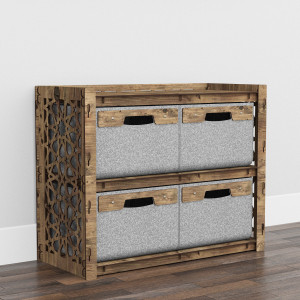 Hexagonica Низкий Комод на 4 ящика серые корзинки Arabic 4В (600В х 750Ш х 345Г)