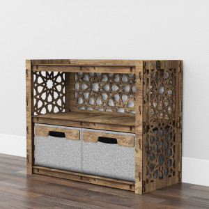Hexagonica Низкий Комод на 2 ящика серые корзинки Arabic 2В (600В х 750Ш х 345Г)