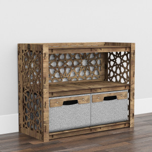Hexagonica Низкий Комод на 2 ящика серые корзинки Arabic 2В (600В х 750Ш х 345Г)