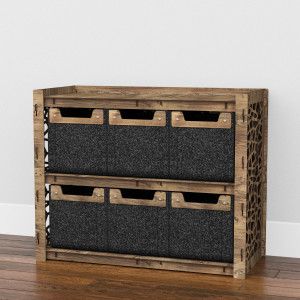 Hexagonica Низький Комод на 6 шухляд чорні кошики Stones 6М (600В х 750Ш х 345Г)
