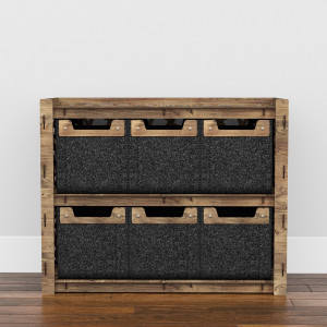 Hexagonica Низький Комод на 6 шухляд чорні кошики Stones 6М (600В х 750Ш х 345Г)