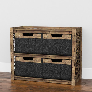Hexagonica Низький Комод на 4 шухляди чорні кошики Stones 4В (600В х 750Ш х 345Г)