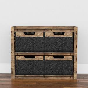 Hexagonica Низький Комод на 4 шухляди чорні кошики Stones 4В (600В х 750Ш х 345Г)