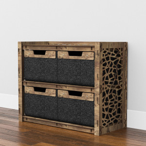 Hexagonica Низкий Комод на 4 ящика черные корзинки Stones 4В (600В х 750Ш х 345Г)
