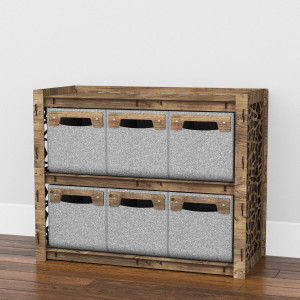 Hexagonica Низкий Комод 6 ящиков серые корзинки Stones 6М (600В х 750Ш х 345Г)