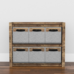 Hexagonica Низкий Комод 6 ящиков серые корзинки Stones 6М (600В х 750Ш х 345Г)