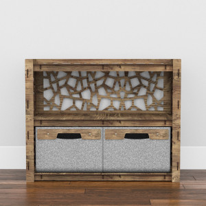 Hexagonica Низкий Комод на 2 ящика серые корзинки Stones 2В (600В х 750Ш х 345Г)